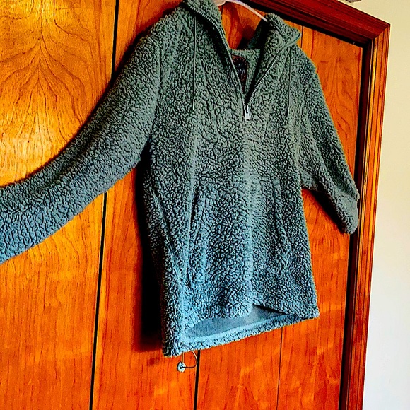Sherpa pull over half zip Gray/blue sweater SM - Picture 2 of 4